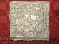 Reproducere placă de marmură a zeului Mithra - piatră lichidă