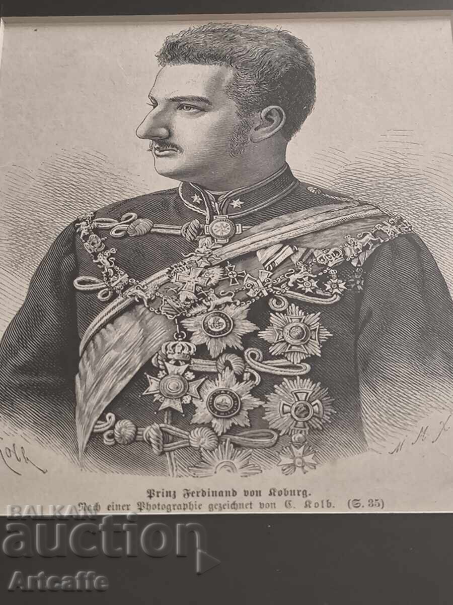 Πρίγκιπας Φερδινάνδος της Σαξονίας-Κόμπουργκ και Γκότα - πορτρέτο ξυλογραφία 1888 - 6 Πρίγκιπας Φερδινάνδος της Σαξονίας-Κόμπουργκ και Γκότα - πορτρέτο ξυλογραφία 1888 - 6