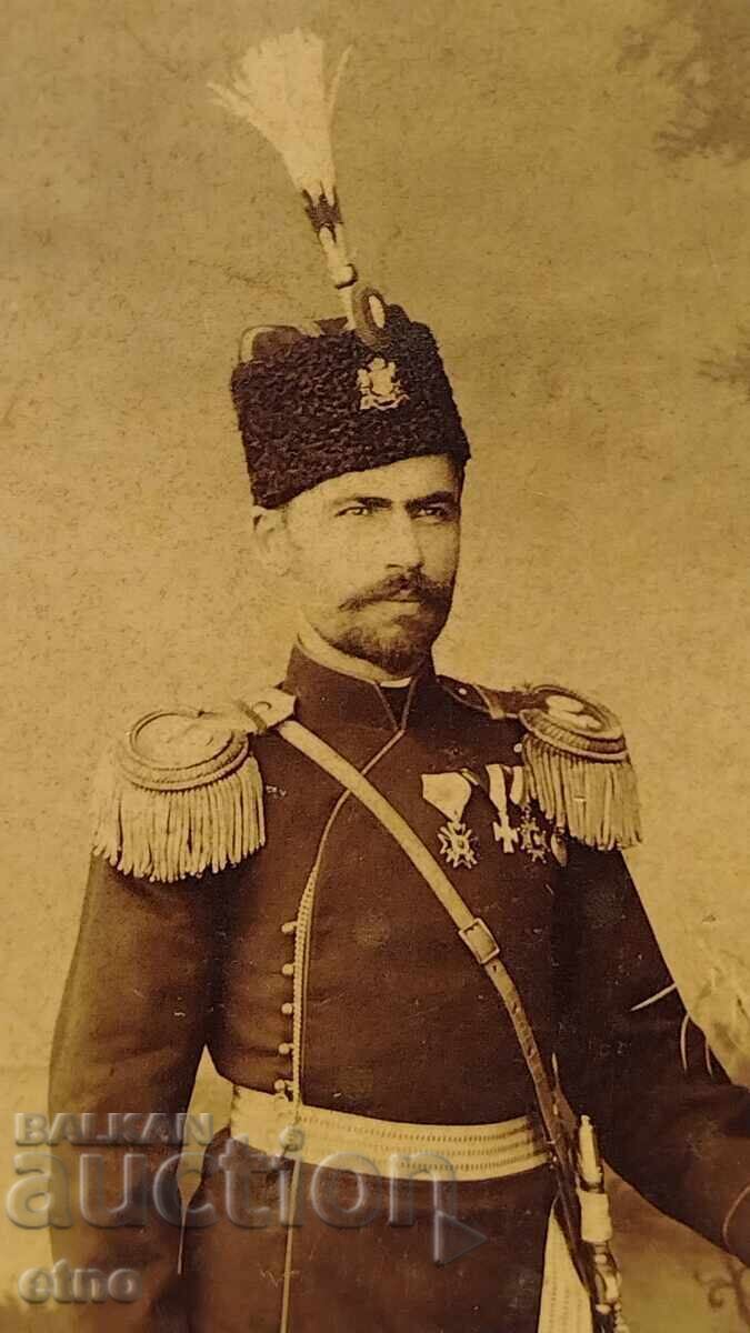 Major Stoyan Botusharov, Cardboard Photo, Late 19th Century, Saber