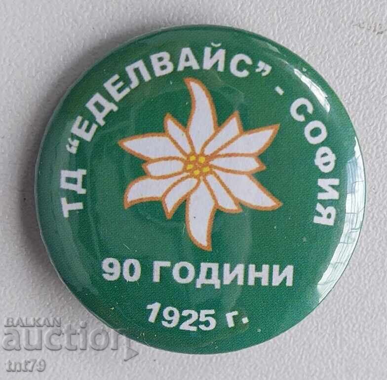 Badge: 90 years of the "Edelweiss" Sofia Tourist Society Badge: 90 years of the "Edelweiss" Sofia Tourist Society