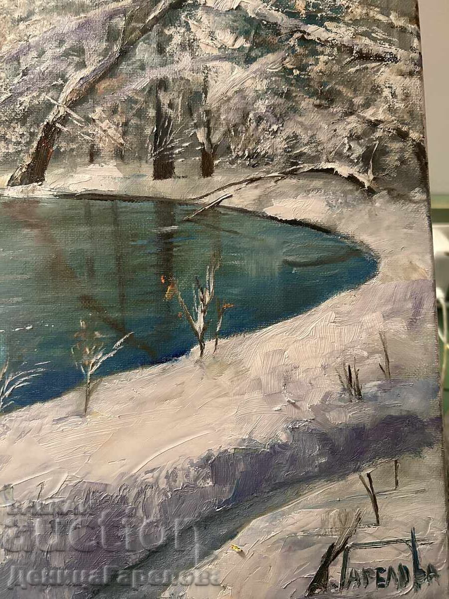 Auction Denitsa Garelova Painting 50/40 "Winter Landscape by the River" Auction Denitsa Garelova Painting 50/40 "Winter Landscape by the River"