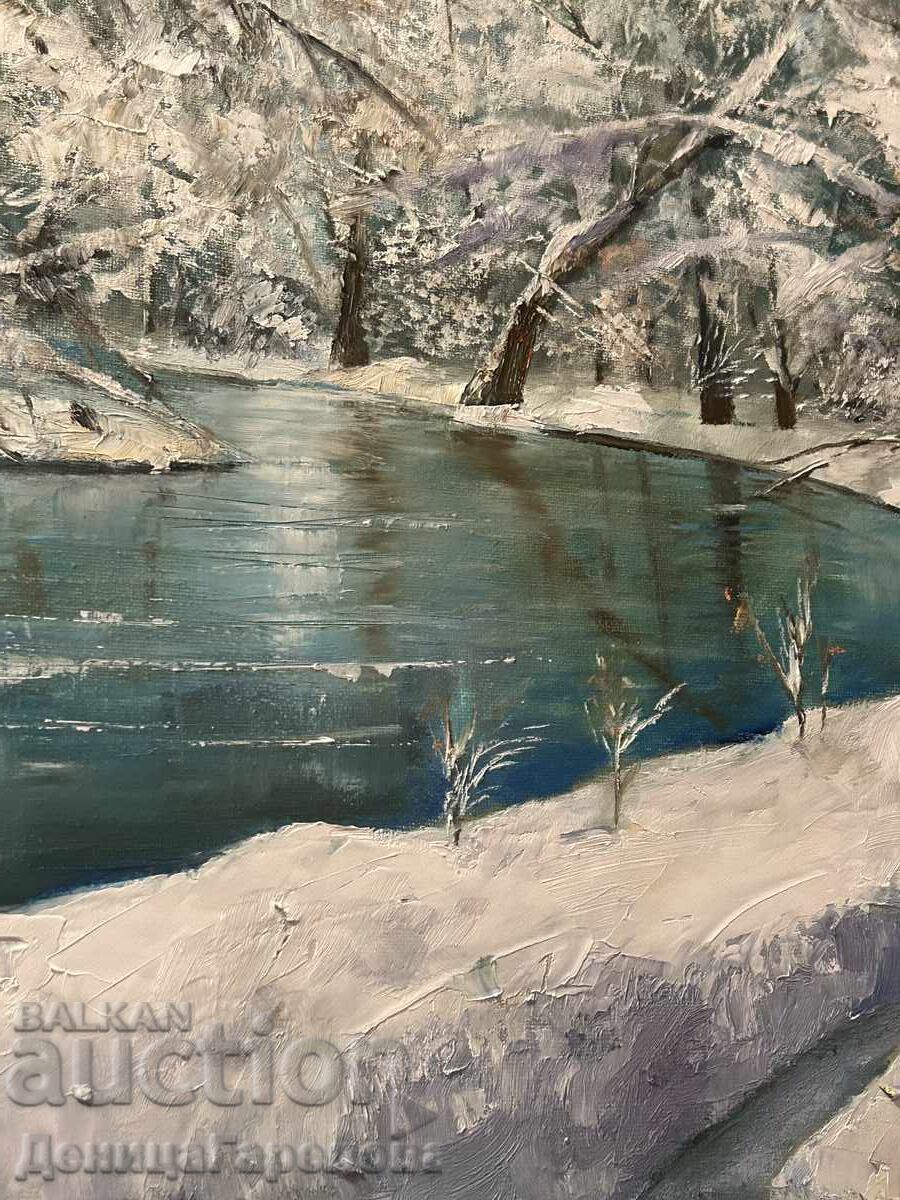 Denitsa Garelova Painting 50/40 "Winter Landscape by the River" - 6 Denitsa Garelova Painting 50/40 "Winter Landscape by the River" - 6