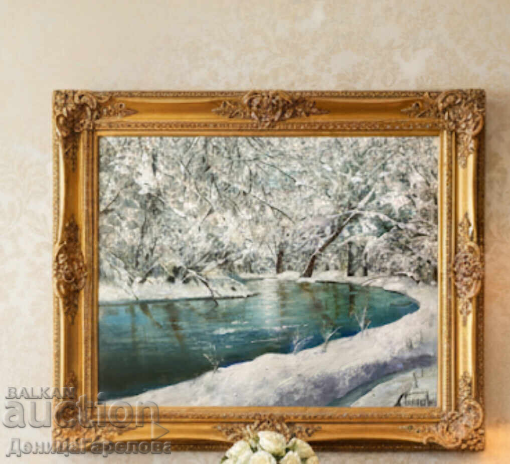 Denitsa Garelova Painting 50/40 "Winter Landscape by the River" - 7 Denitsa Garelova Painting 50/40 "Winter Landscape by the River" - 7