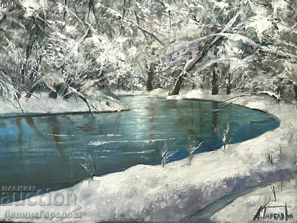 Denitsa Garelova Painting 50/40 "Winter Landscape by the River" Denitsa Garelova Painting 50/40 "Winter Landscape by the River"