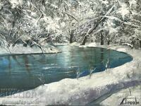 Denitsa Garelova Painting 50/40 "Winter Landscape by the River"