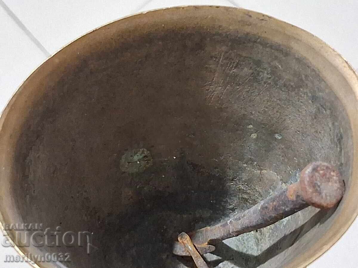 Стар бронзов чан с ремък каиш за врата хлопка, звънец - 7 Стар бронзов чан с ремък каиш за врата хлопка, звънец - 7