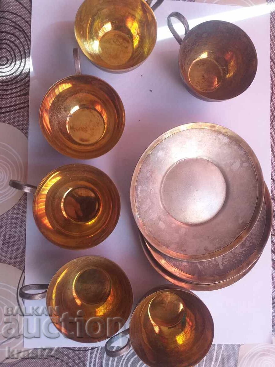 Silver-plated and gold-plated coffee cups