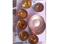 Cești de cafea placate cu argint și aur