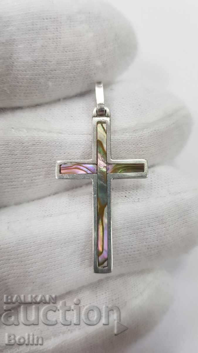 Όμορφος ασημένιος σταυρός, σταυρουδάκι με φίλντισι Ευρώπη