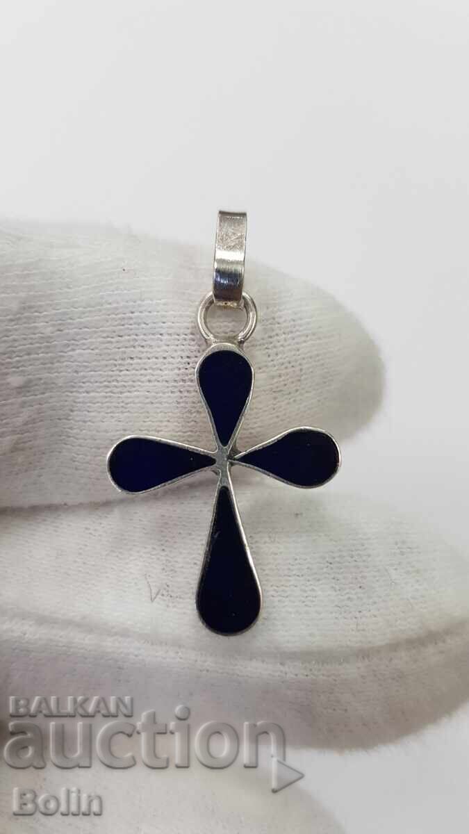 Ασημένιος συλλεκτικός σταυρός με μπλε σμάλτο Ευρώπη με τιμή 25.00 BGN | € 12.78