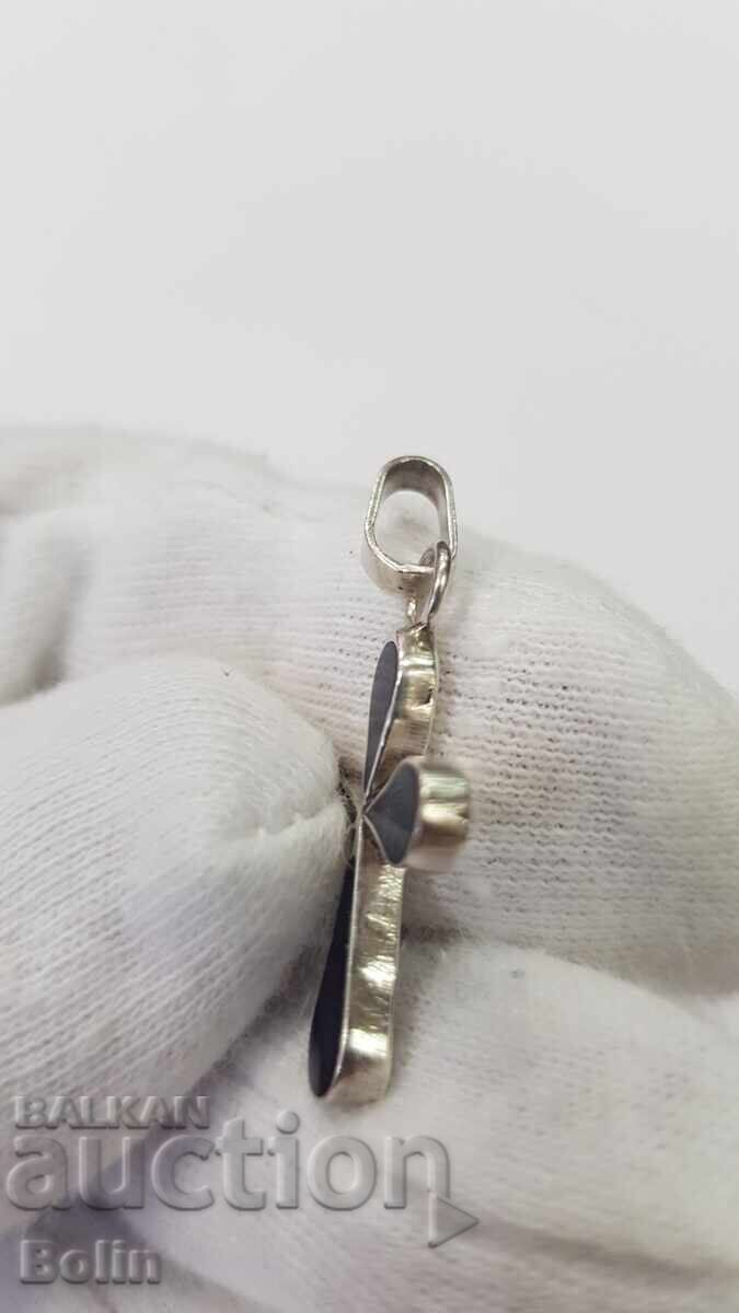 Παράδοση Ασημένιος συλλεκτικός σταυρός με μπλε σμάλτο Ευρώπη