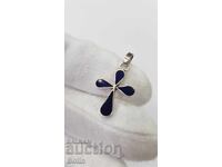 Ασημένιος συλλεκτικός σταυρός με μπλε σμάλτο Ευρώπη