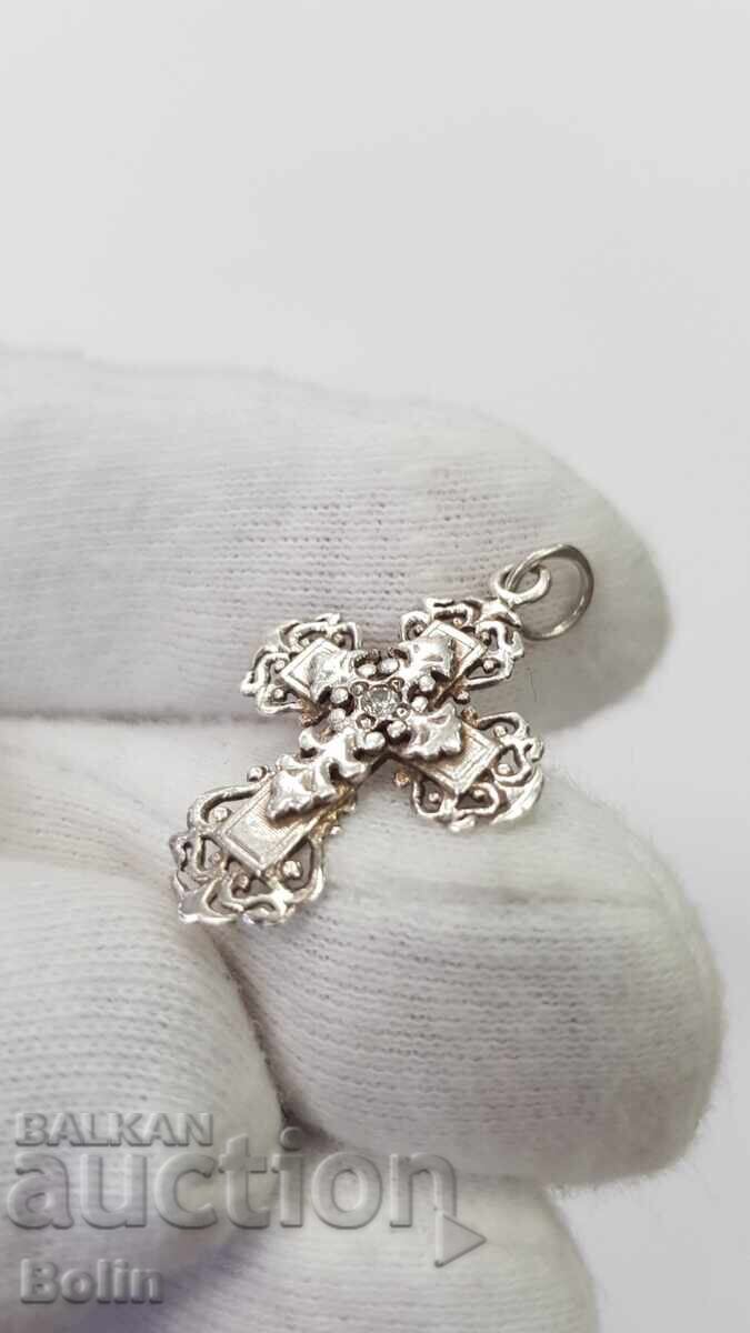 Licitație Cruce rară din argint ajurat cu zirconiu Europa Licitație Cruce rară din argint ajurat cu zirconiu Europa