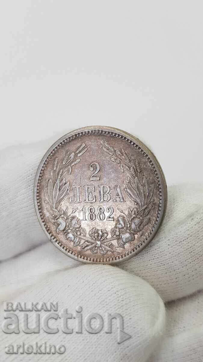 Bulgarian Princely Silver Coin 2 Leva 1882 - 5 Bulgarian Princely Silver Coin 2 Leva 1882 - 5