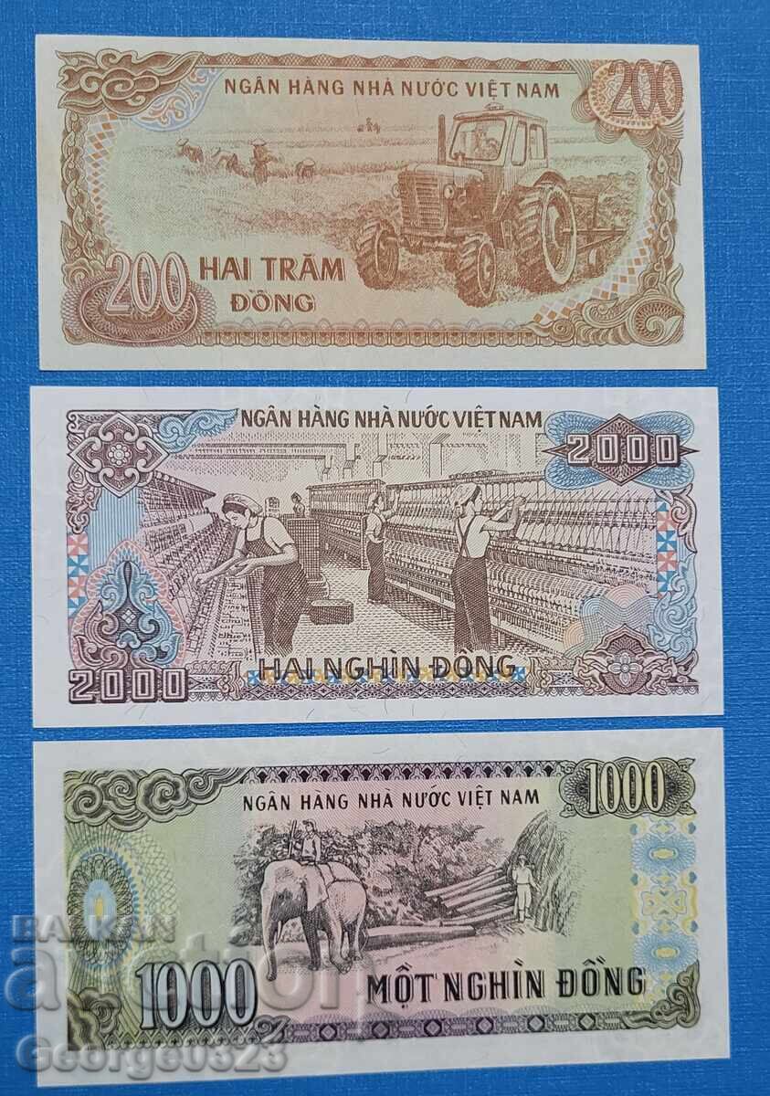 Βιετνάμ 1987 1988 200 1000 2000 δονγκ UNC Νέα με τιμή 2.39 BGN | € 1.22