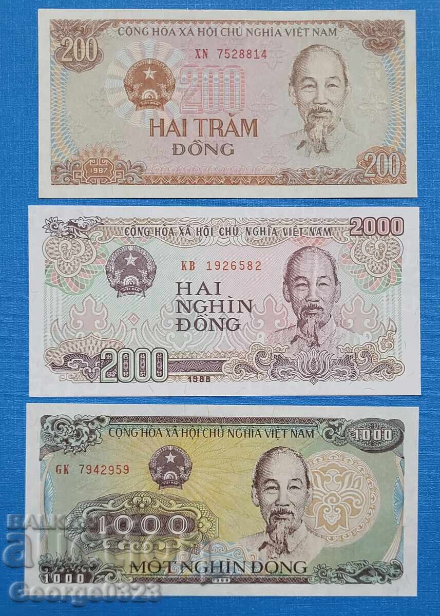 Βιετνάμ 1987 1988 200 1000 2000 δονγκ UNC Νέα