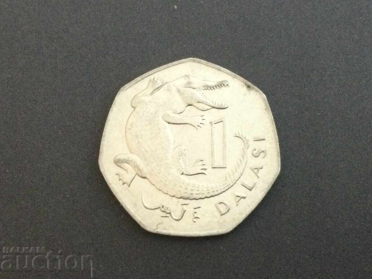 Gambia 1 Dalasi 2021 Crocodile UNC Gambia 1 Dalasi 2021 Crocodile UNC