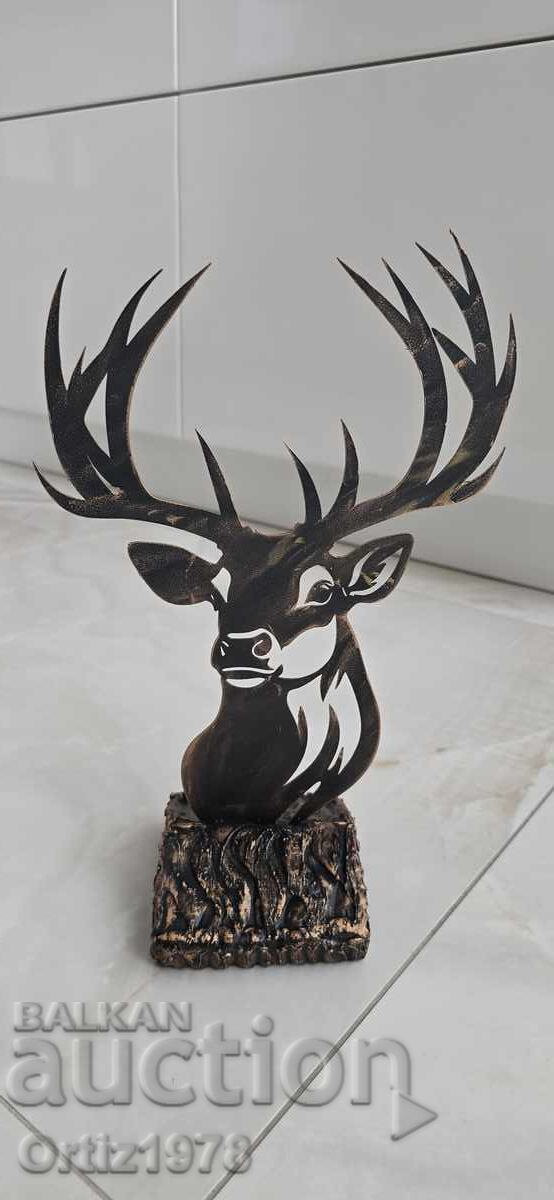 Metal deer on wooden base - 31cm / 20cm with price 33.00 BGN | € 16.87