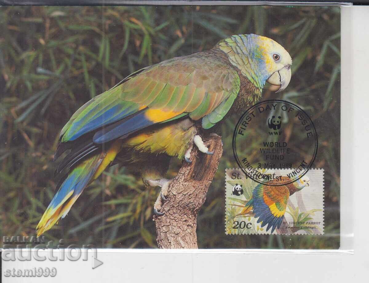 Ταχυδρομική κάρτα MAX FDC ΠΑΠΑΓΑΛΟΙ ΠΟΥΛΙΑ WWF Ταχυδρομική κάρτα MAX FDC ΠΑΠΑΓΑΛΟΙ ΠΟΥΛΙΑ WWF