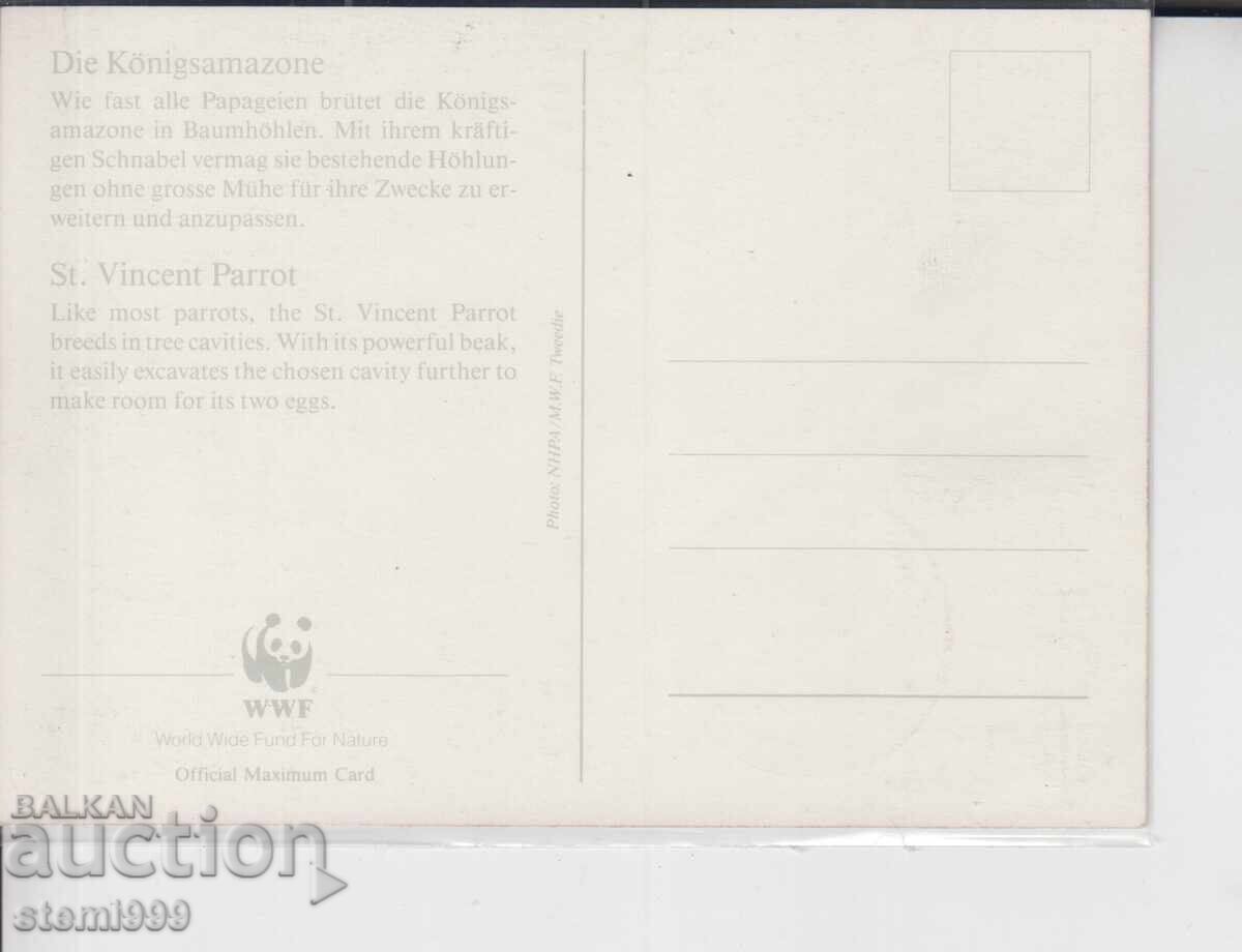Postcard MAX FDC PARROTS BIRDS WWF with price 1.50 BGN | € 0.77 Postcard MAX FDC PARROTS BIRDS WWF with price 1.50 BGN | € 0.77
