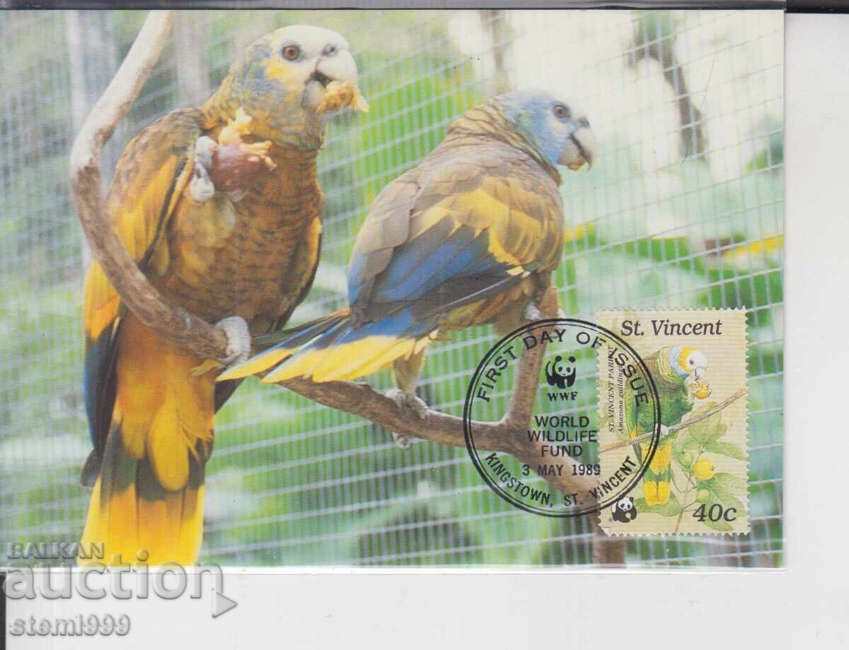 Ταχυδρομική κάρτα MAX FDC ΠΑΠΑΓΑΛΟΙ ΠΟΥΛΙΑ WWF