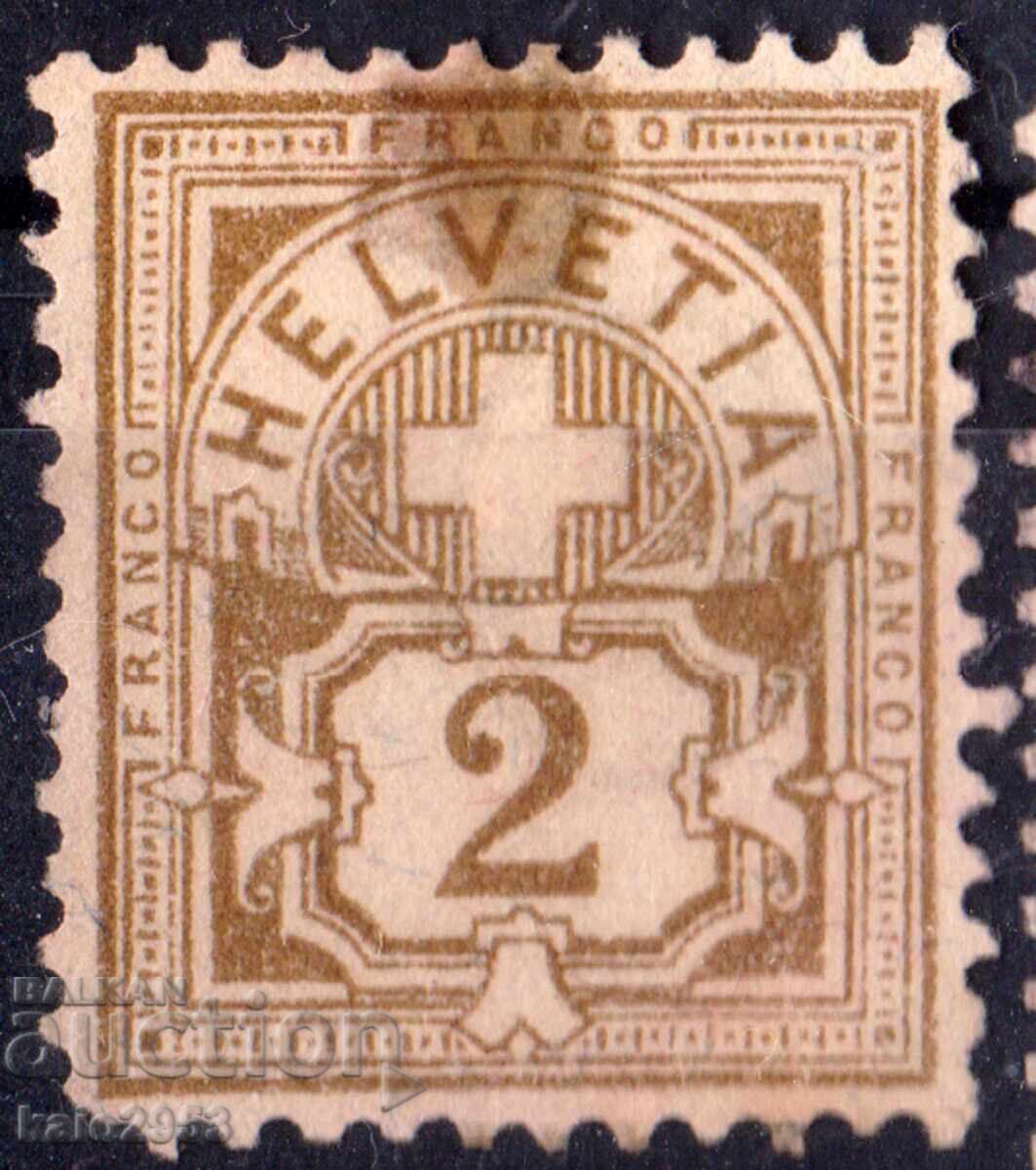 Elveția-1882-"Cruce pe valoare nominală"-Clasic, curată fără gumă Elveția-1882-"Cruce pe valoare nominală"-Clasic, curată fără gumă
