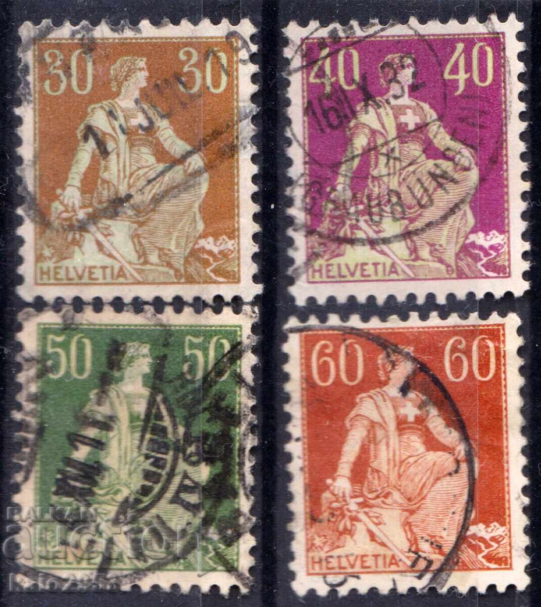 Switzerland 1908 - "Seated Helvetia" - Lot of 4 Classics, Stamp Switzerland 1908 - "Seated Helvetia" - Lot of 4 Classics, Stamp