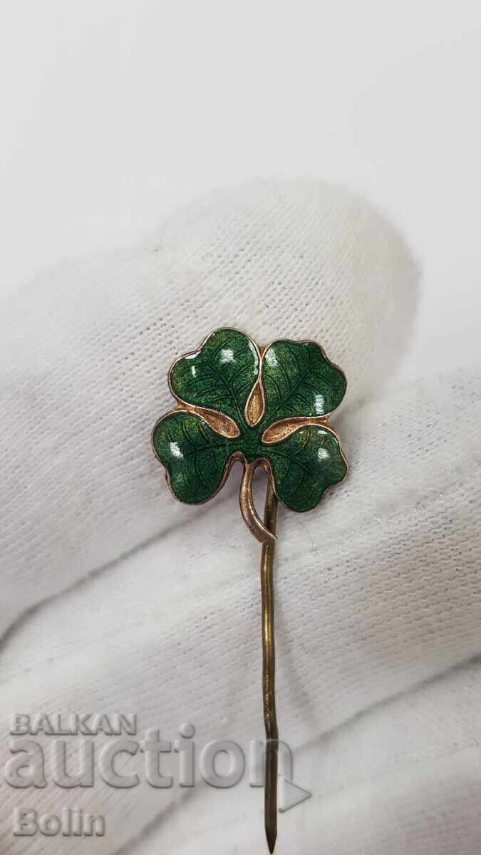 Rare Royal Badge, Clover Pin with Enamel BZNS with price 120.00 BGN | € 61.36 Rare Royal Badge, Clover Pin with Enamel BZNS with price 120.00 BGN | € 61.36
