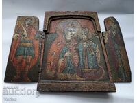 19ος ΑΙ., ΠΑΛΑΙΟ ΤΡΙΠΤΥΧΟ ΜΕ ΘΕΟΤΟΚΟ ΚΑΙ ΒΡΕΦΟΣ