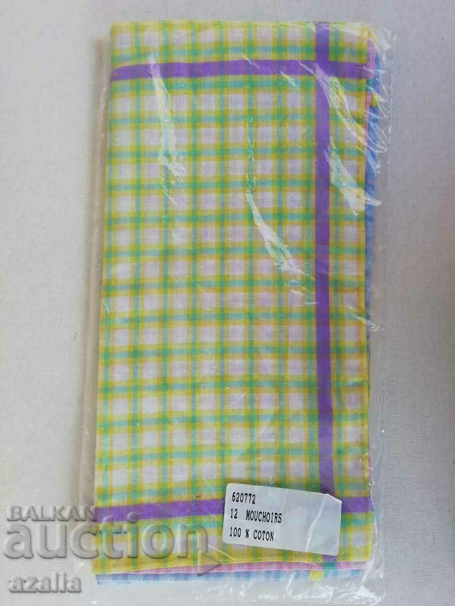 Auction New set of 12 handkerchiefs, 100% cotton, 30/30 cm Auction New set of 12 handkerchiefs, 100% cotton, 30/30 cm