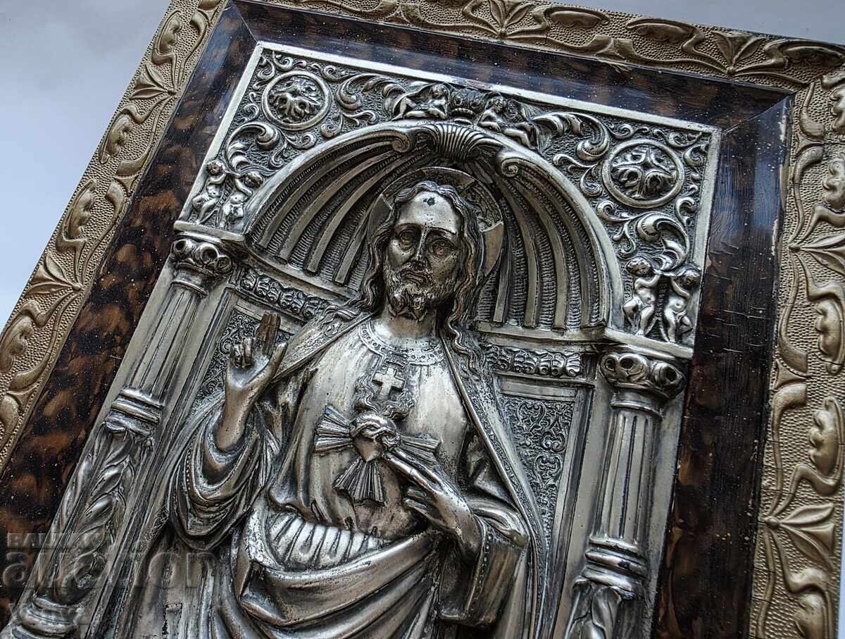 ΕΙΚΟΝΑ ΜΕ ΜΕΤΑΛΛΙΚΟ ΠΕΡΙΘΩΡΙΟ - ΙΗΣΟΥΣ ΙΕΡΑ ΚΑΡΔΙΑ - M.REGISTRADO - 5 ΕΙΚΟΝΑ ΜΕ ΜΕΤΑΛΛΙΚΟ ΠΕΡΙΘΩΡΙΟ - ΙΗΣΟΥΣ ΙΕΡΑ ΚΑΡΔΙΑ - M.REGISTRADO - 5