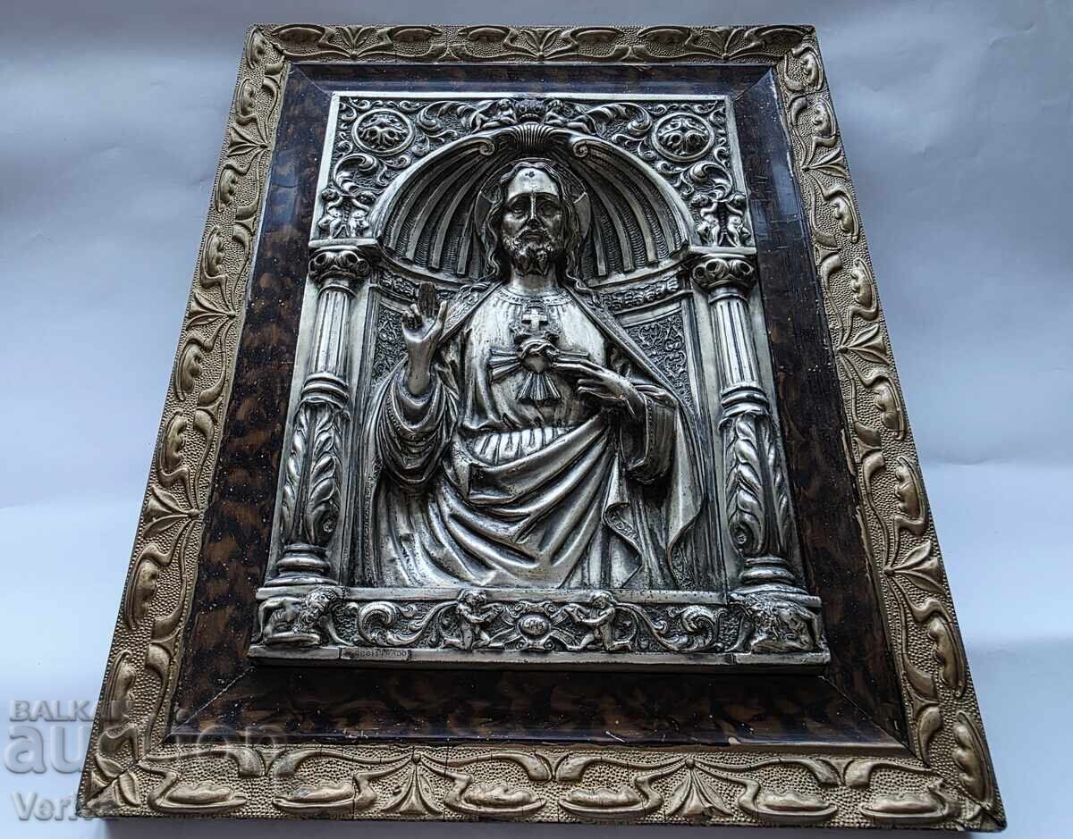 ΕΙΚΟΝΑ ΜΕ ΜΕΤΑΛΛΙΚΟ ΠΕΡΙΘΩΡΙΟ - ΙΗΣΟΥΣ ΙΕΡΑ ΚΑΡΔΙΑ - M.REGISTRADO ΕΙΚΟΝΑ ΜΕ ΜΕΤΑΛΛΙΚΟ ΠΕΡΙΘΩΡΙΟ - ΙΗΣΟΥΣ ΙΕΡΑ ΚΑΡΔΙΑ - M.REGISTRADO