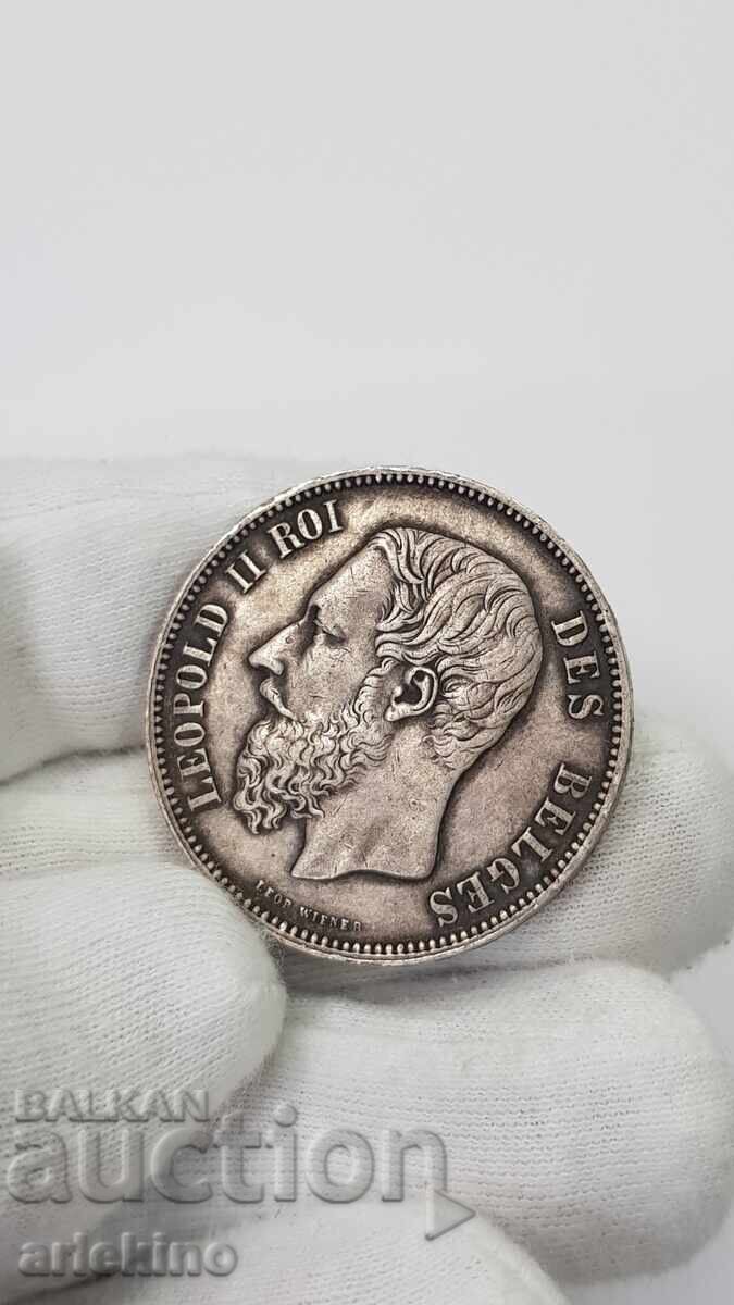 Livrarea Monedă de colecție din argint 5 franci 1875 Belgia Livrarea Monedă de colecție din argint 5 franci 1875 Belgia