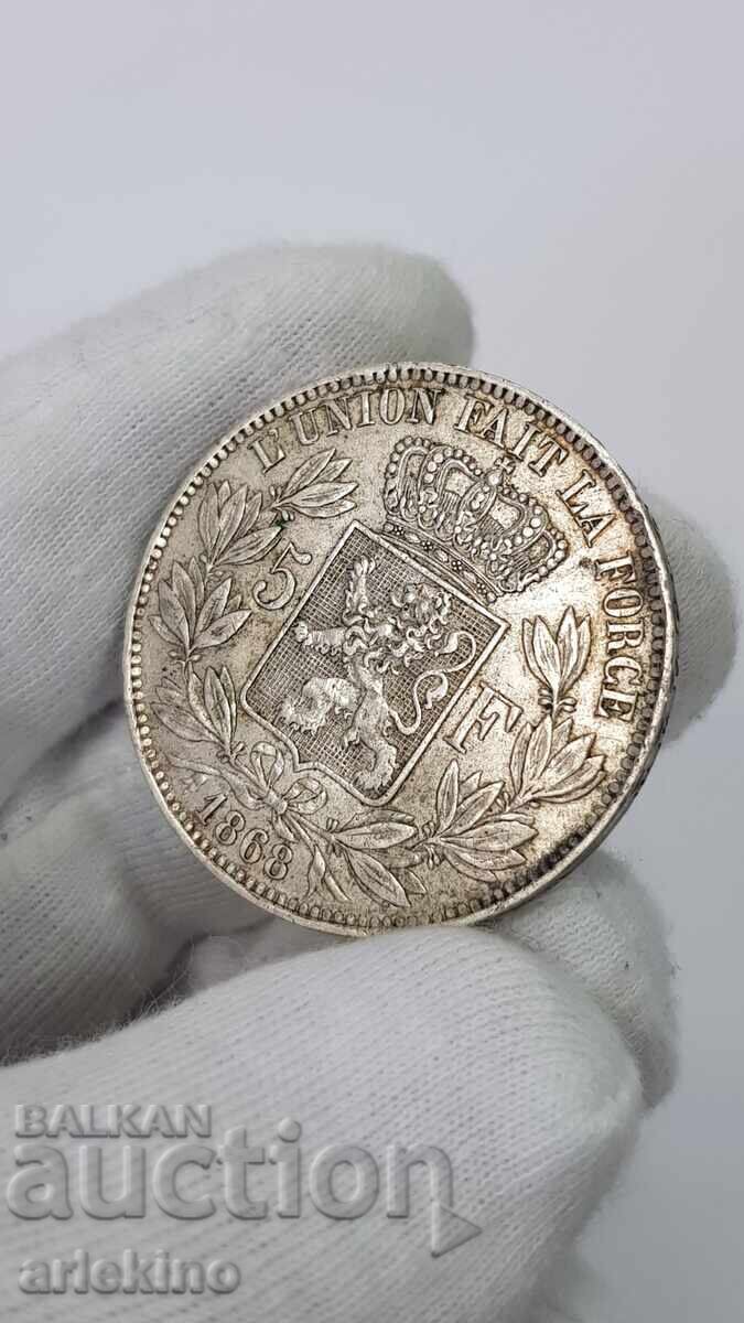 Delivery of Collectible Silver Coin 5 Francs 1868 Belgium Delivery of Collectible Silver Coin 5 Francs 1868 Belgium
