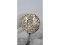 Collectible Silver Coin 5 Francs 1868 Belgium