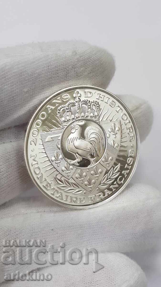 Monedă de colecție din argint placat cu aur, medalie Franța 999 pr - 6 Monedă de colecție din argint placat cu aur, medalie Franța 999 pr - 6