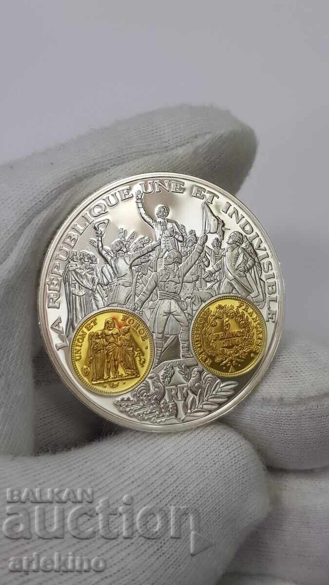 Collectible Silver, Gold-plated Coin, Medal France 999 AD with price 95.00 BGN | € 48.57