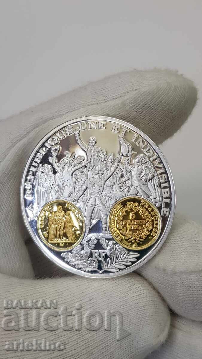 Auction  Collectible Silver, Gold-plated Coin, Medal France 999 AD