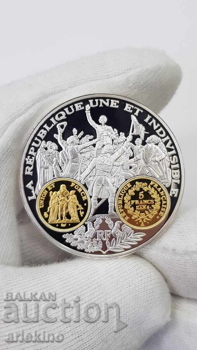 Collectible Silver, Gold-plated Coin, Medal France 999 AD