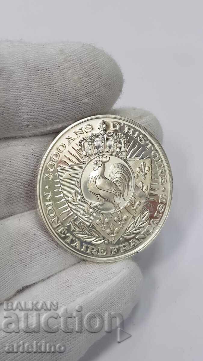 Collectible Silver, Gold-plated Coin, Medal France 999 AD - 6 Collectible Silver, Gold-plated Coin, Medal France 999 AD - 6