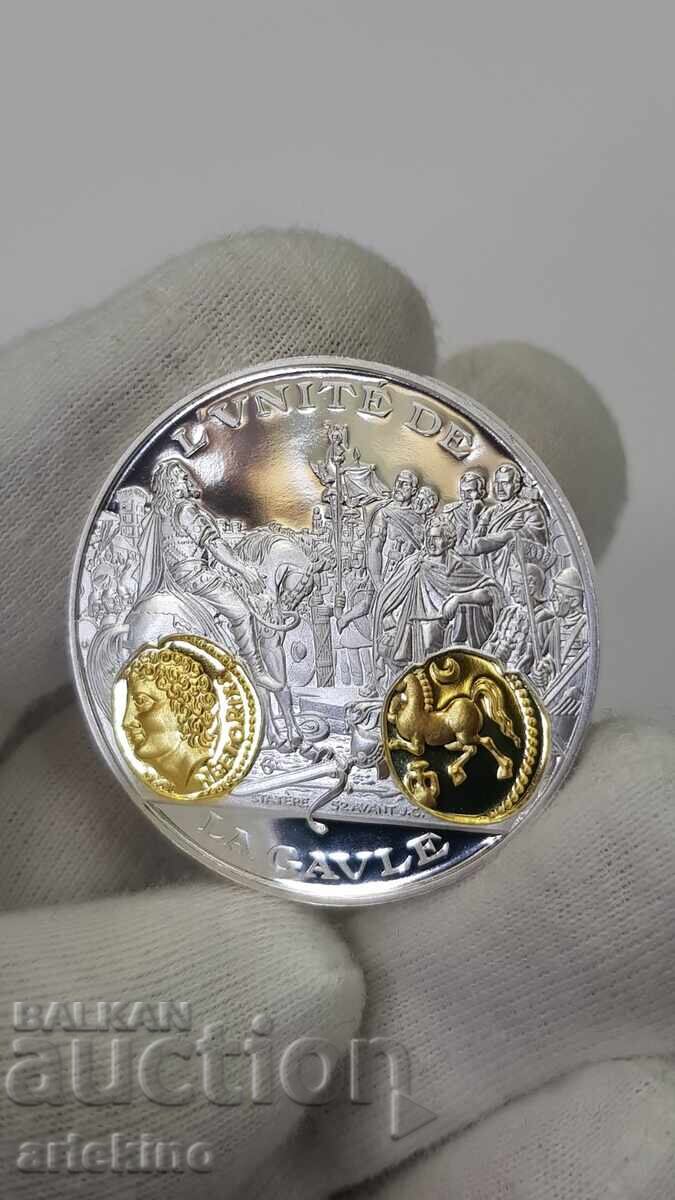 Auction Collectible Silver, Gold-plated Coin, Medal France 999 AD Auction Collectible Silver, Gold-plated Coin, Medal France 999 AD
