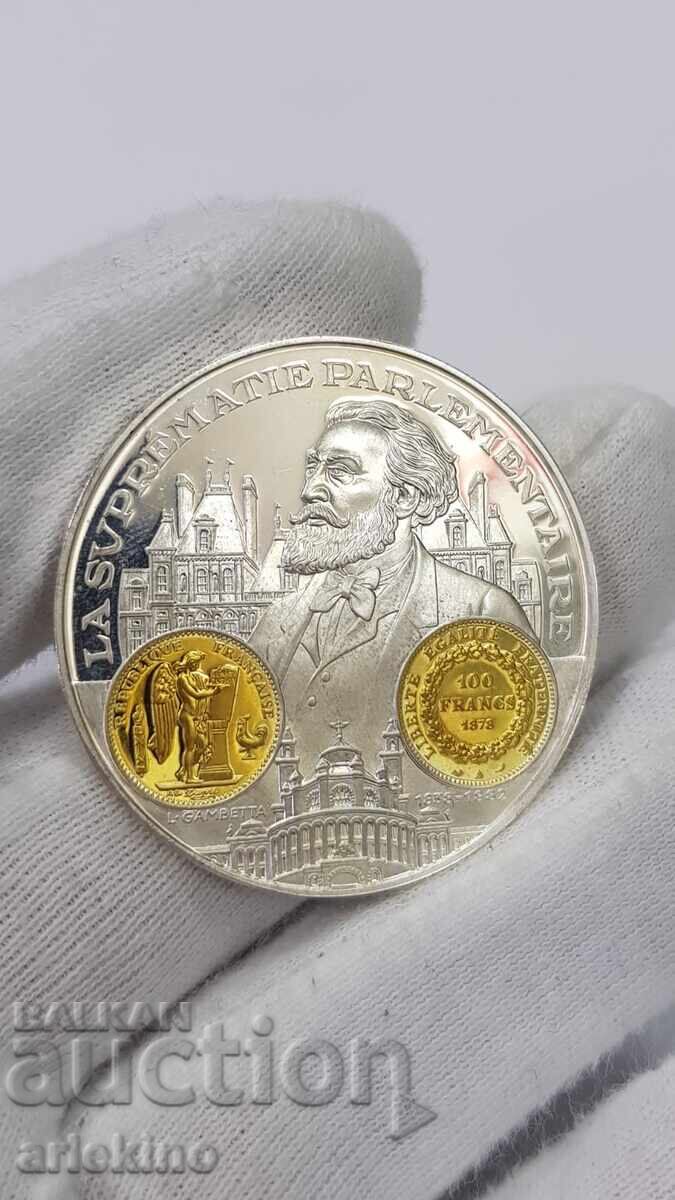 Collectible Silver, Gold-plated Coin, Medal France 999 AD