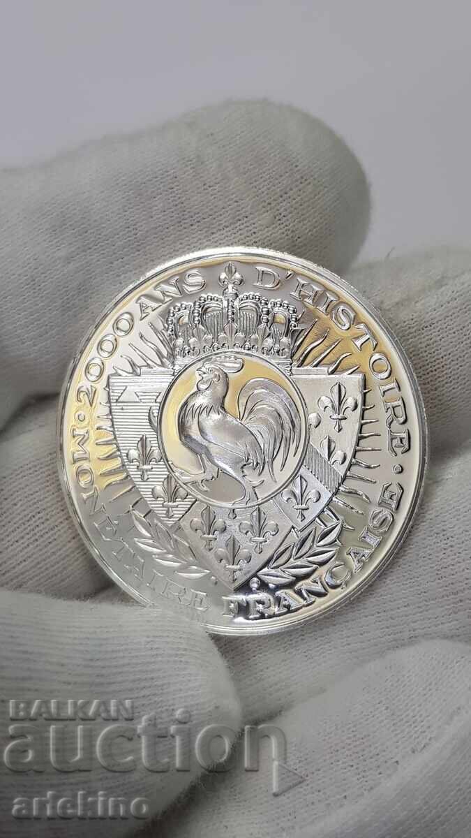 Collectible Silver, Gold-plated Coin, Medal France 999 AD - 5 Collectible Silver, Gold-plated Coin, Medal France 999 AD - 5