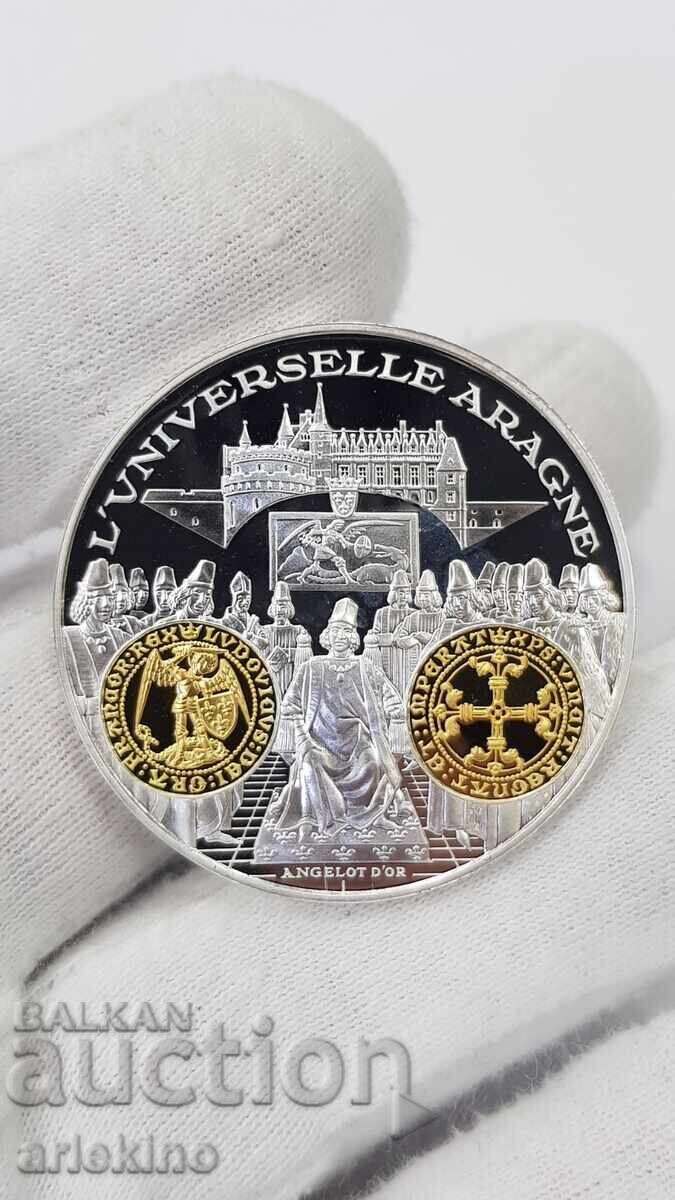 Collectible Silver, Gold-plated Coin, Medal France 999 AD Collectible Silver, Gold-plated Coin, Medal France 999 AD