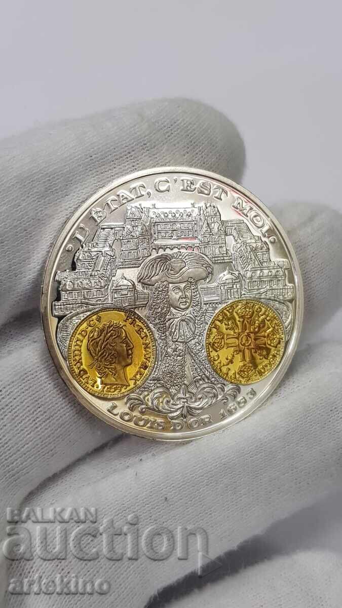 Delivery of Collectible Silver, Gold-plated Coin, Medal France 999 AD