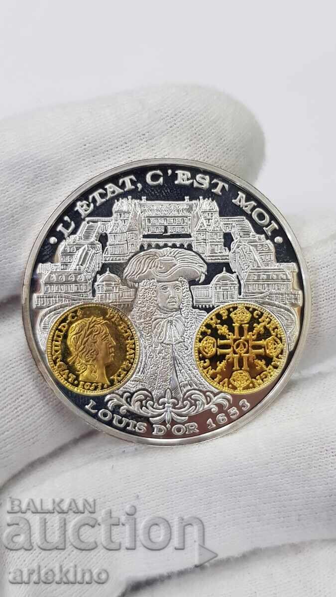 Collectible Silver, Gold-plated Coin, Medal France 999 AD