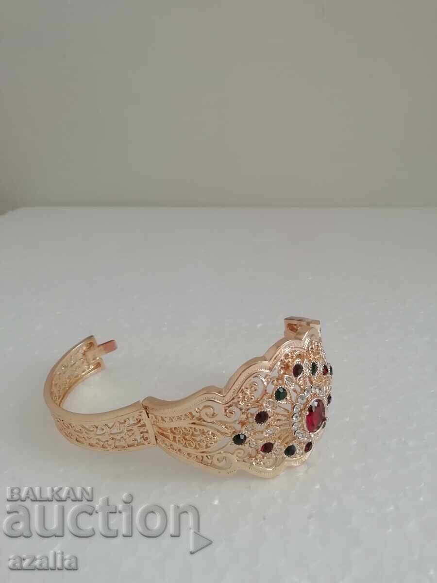 Women's bracelet, gold with pebbles - 5 Women's bracelet, gold with pebbles - 5