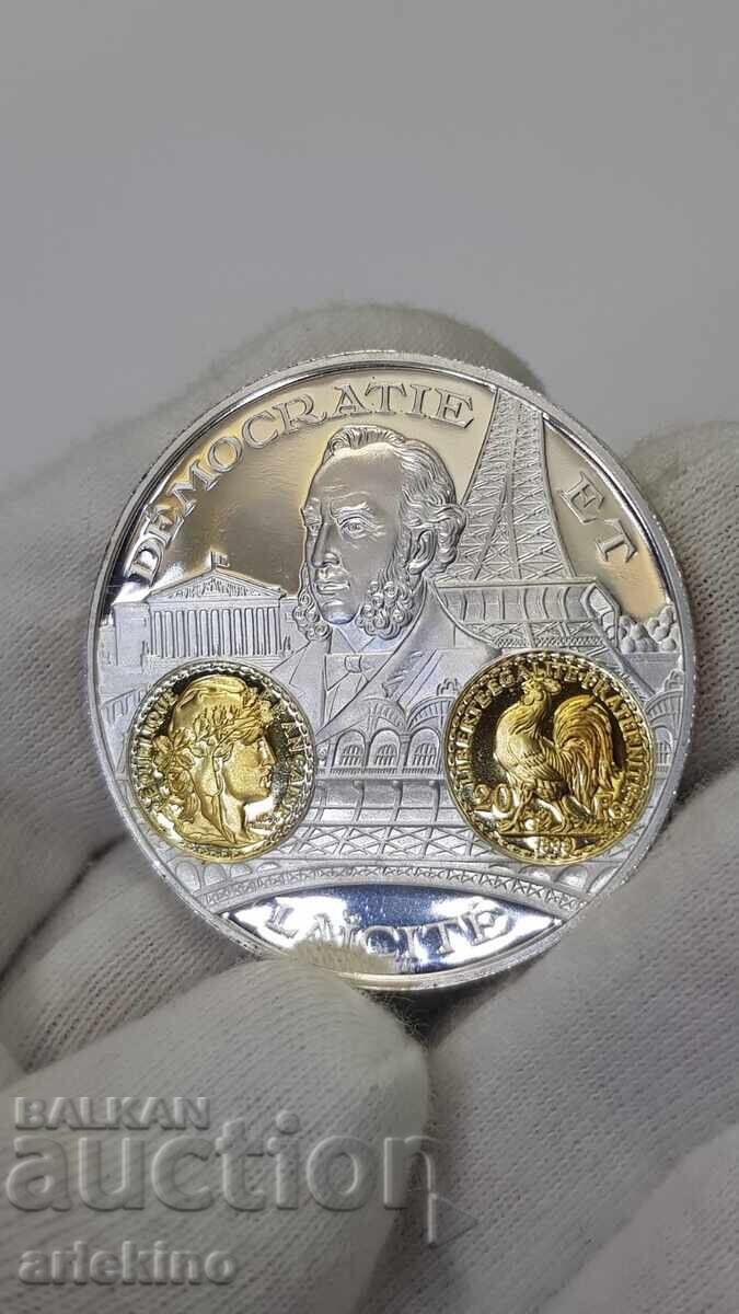 Auction Collectible Silver, Gold-plated Coin, Medal France 999 AD Auction Collectible Silver, Gold-plated Coin, Medal France 999 AD
