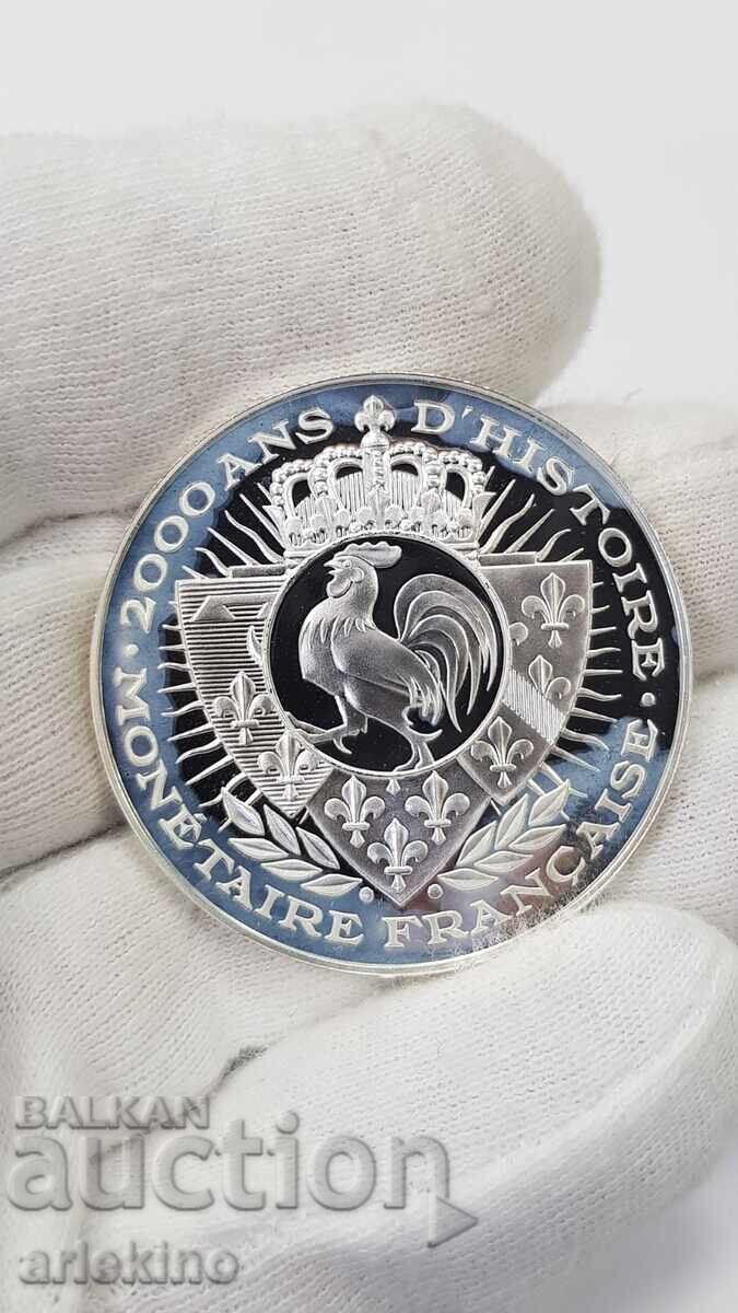 Collectible Silver, Gold-plated Coin, Medal France 999 AD - 5 Collectible Silver, Gold-plated Coin, Medal France 999 AD - 5