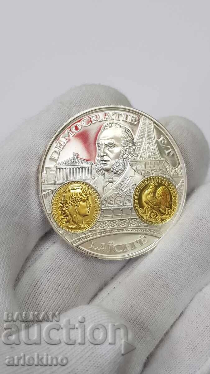 Collectible Silver, Gold-plated Coin, Medal France 999 AD Collectible Silver, Gold-plated Coin, Medal France 999 AD